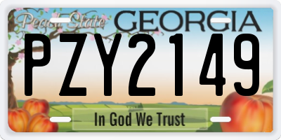GA license plate PZY2149