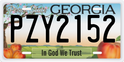 GA license plate PZY2152