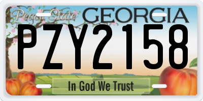 GA license plate PZY2158