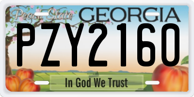 GA license plate PZY2160