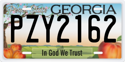 GA license plate PZY2162
