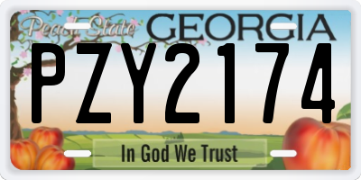 GA license plate PZY2174