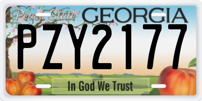 GA license plate PZY2177