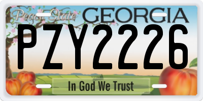 GA license plate PZY2226