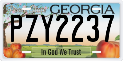 GA license plate PZY2237