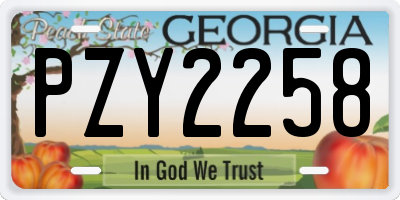GA license plate PZY2258