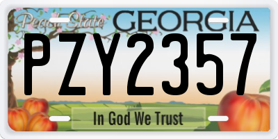 GA license plate PZY2357
