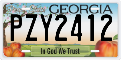 GA license plate PZY2412