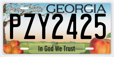 GA license plate PZY2425