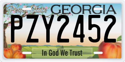 GA license plate PZY2452