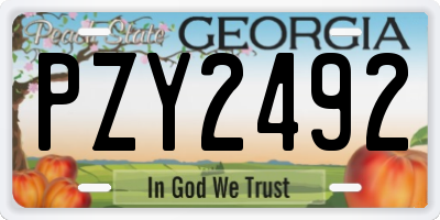 GA license plate PZY2492
