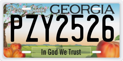 GA license plate PZY2526