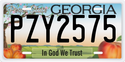 GA license plate PZY2575