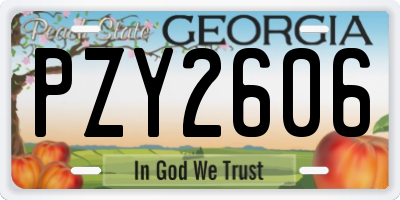 GA license plate PZY2606