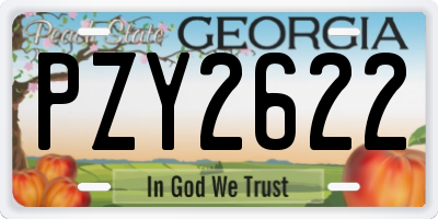 GA license plate PZY2622