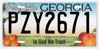 GA license plate PZY2671