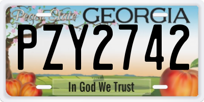 GA license plate PZY2742