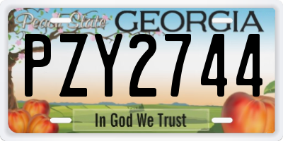 GA license plate PZY2744