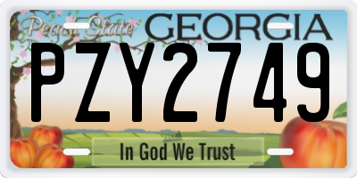 GA license plate PZY2749