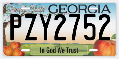 GA license plate PZY2752