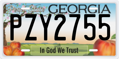 GA license plate PZY2755