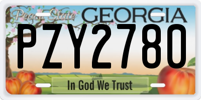 GA license plate PZY2780