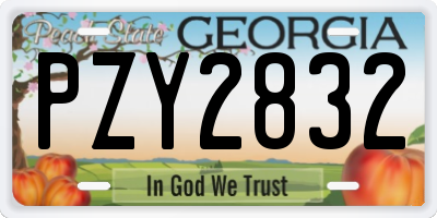 GA license plate PZY2832