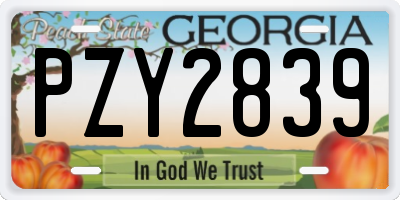 GA license plate PZY2839
