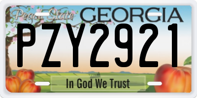 GA license plate PZY2921