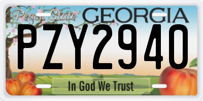 GA license plate PZY2940