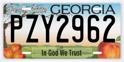 GA license plate PZY2962