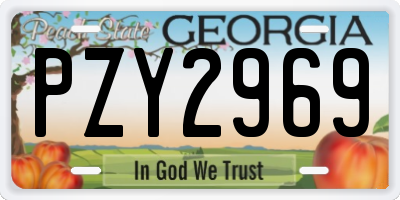 GA license plate PZY2969