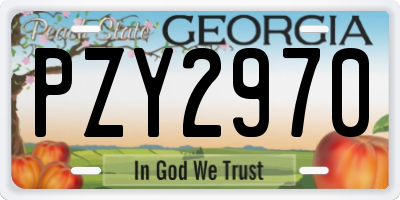 GA license plate PZY2970