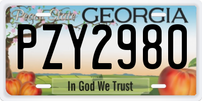 GA license plate PZY2980