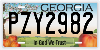 GA license plate PZY2982