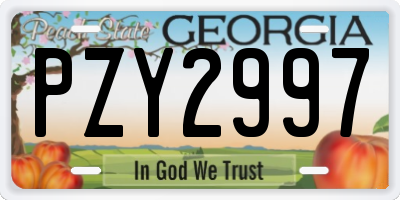 GA license plate PZY2997