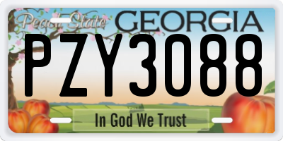 GA license plate PZY3088