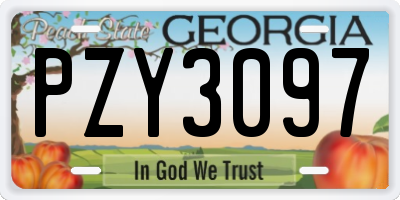 GA license plate PZY3097