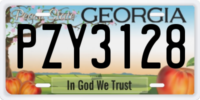 GA license plate PZY3128