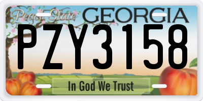 GA license plate PZY3158