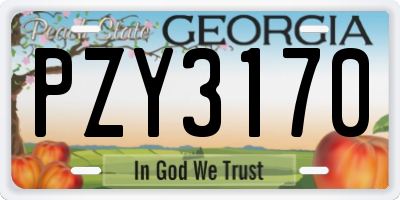 GA license plate PZY3170
