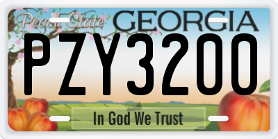 GA license plate PZY3200