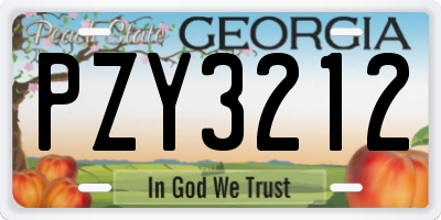 GA license plate PZY3212