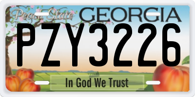 GA license plate PZY3226