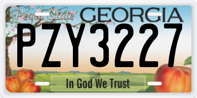 GA license plate PZY3227