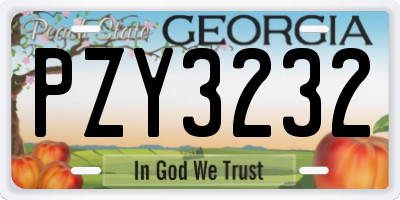 GA license plate PZY3232