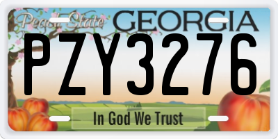 GA license plate PZY3276