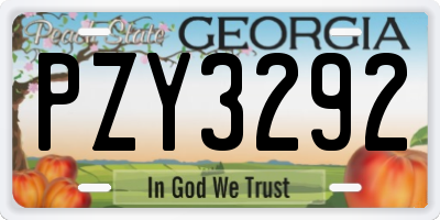 GA license plate PZY3292