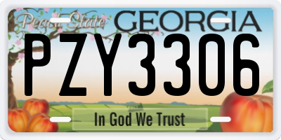 GA license plate PZY3306