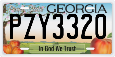 GA license plate PZY3320